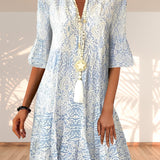 Jhanna - Damen Elegantes Print Kleid