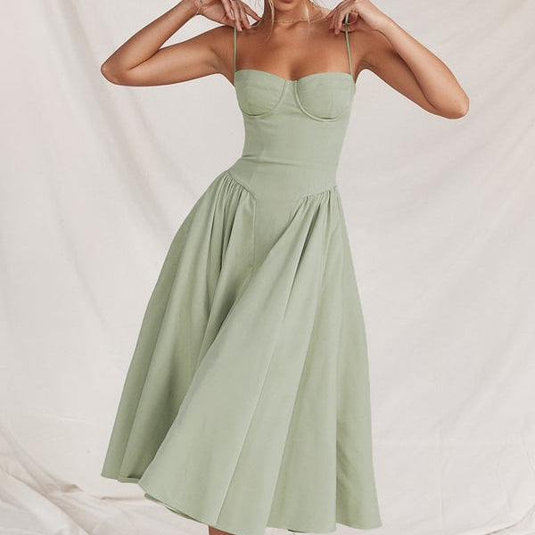 Jutte - Damen Ärmelloses Midikleid