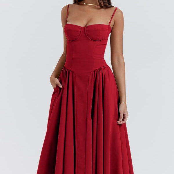 Jutte - Damen Ärmelloses Midikleid