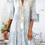 Jhanna - Damen Elegantes Print Kleid