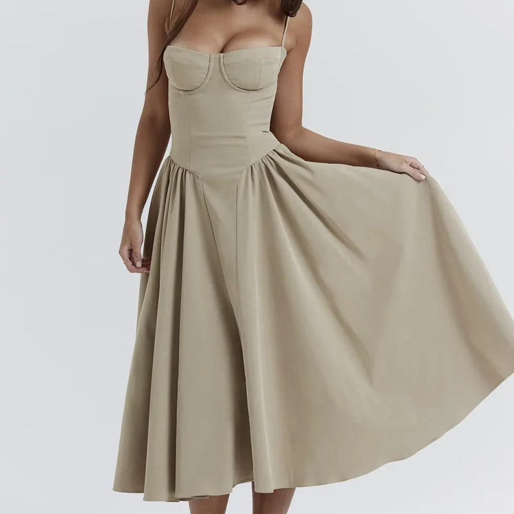 Jutte - Damen Ärmelloses Midikleid