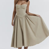 Jutte - Damen Ärmelloses Midikleid