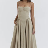 Jutte - Damen Ärmelloses Midikleid