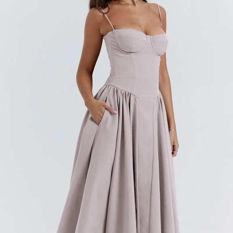 Jutte - Damen Ärmelloses Midikleid