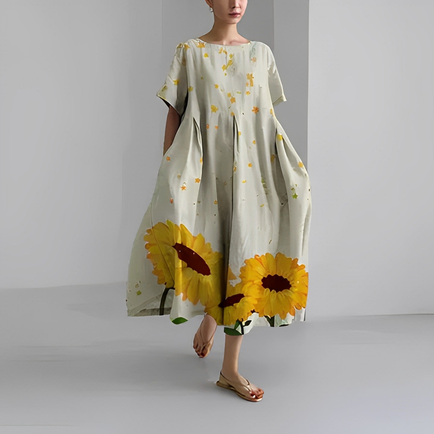 Naomi - Boho Maxikleid mit Blumen für den Frühling
