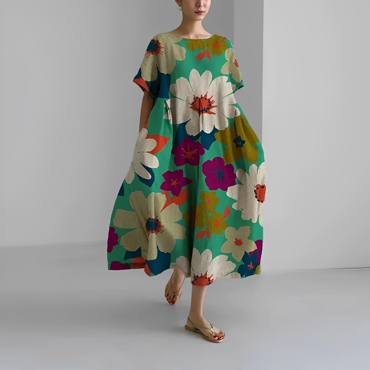 Naomi - Boho Maxikleid mit Blumen für den Frühling